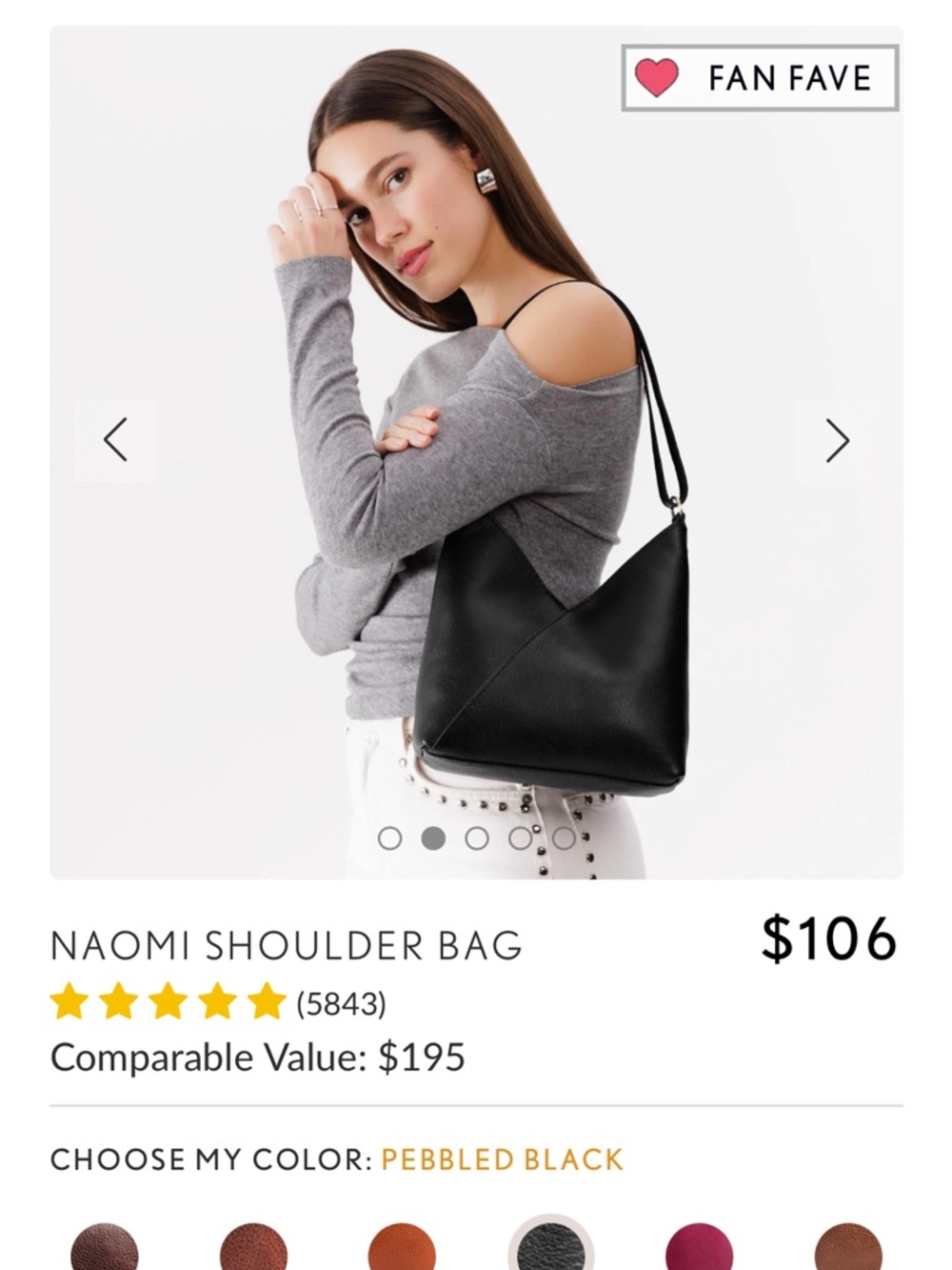 Portland Leather Naomi Shoulder Bag - Black